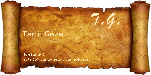 Tari Géza névjegykártya